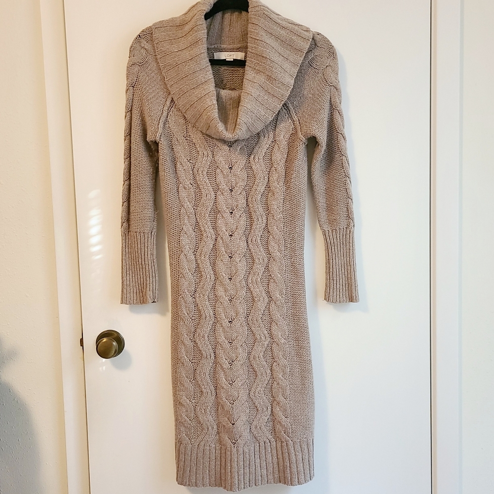 Cowl Neck Small Loft Cable Knit Dress
